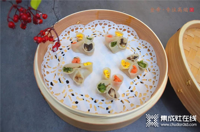 用金帝集成灶做四喜蒸饺，颜值与美味并存！